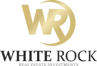 White Rock Real Estate Investments logo with gold WR initials — luxury property and investment branding
