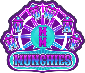 Midway Munchies logo with stylized text — colorful branding for carnival snacks and fun food