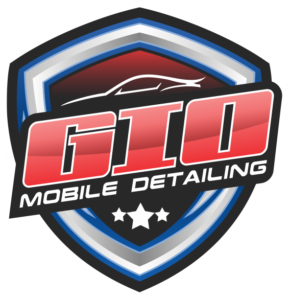 GIO Mobile Detailing logo with shield, red and blue colors, and three stars — auto detailing branding